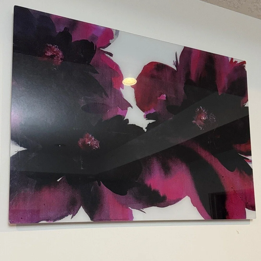 Pictures set of 2 ikea flowers acrylic shiny purple pink Floral Wall Art Set